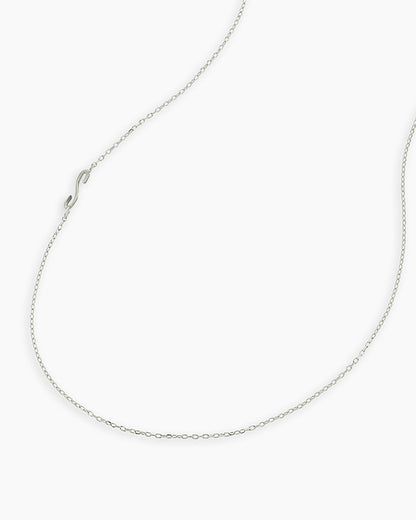 Alphabet Necklace || option::14K Solid White Gold, S