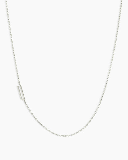 Alphabet Necklace || option::14K Solid White Gold, U