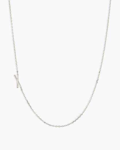 Alphabet Necklace || option::14K Solid White Gold, X