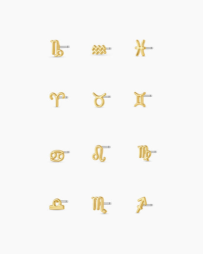 18K gold plated zodiac studs