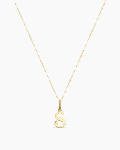 Diamond Vintage Alphabet Charm Necklace