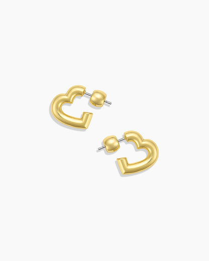 Lou Statement Heart Huggies || option::18k Gold Plated
