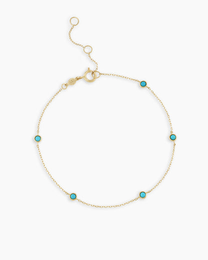 Classic Five Turquoise Bracelet || option::14K Solid Gold