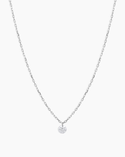 Floating Diamond Necklace || option::18K Solid White Gold