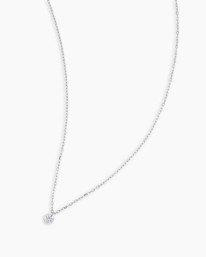 Floating Diamond Necklace || option::18K Solid White Gold