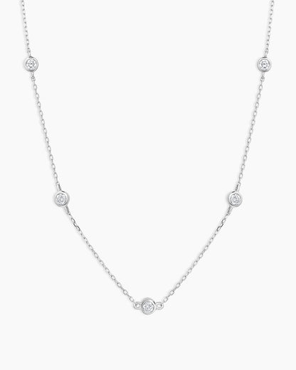 Classic Five Diamond Necklace || option::14K Solid White Gold