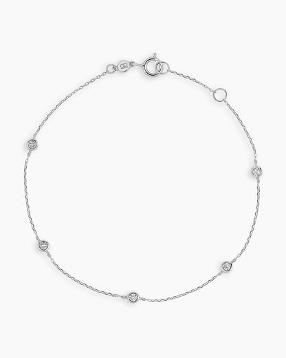 Classic Five Diamond Bracelet || option::14K Solid White Gold