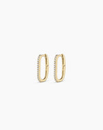 Diamond Parker Link Huggies || option::14K Solid Gold