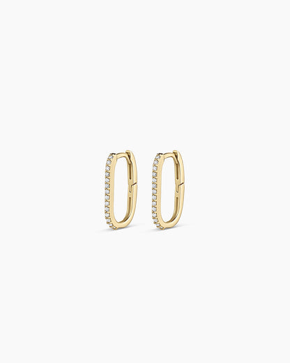 Diamond Parker Link Huggies || option::14K Solid Gold