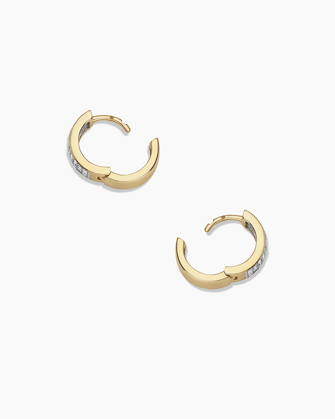 Diamond Rose Huggies || option::14K Solid Gold