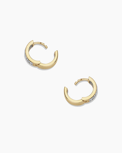 Diamond Rose Huggies || option::14K Solid Gold