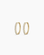 Diamond 15mm Hoops || option::14K Solid Gold