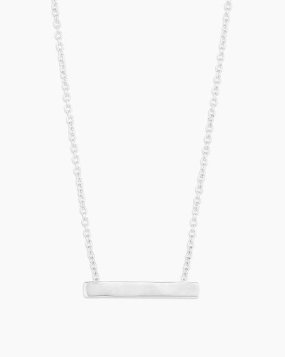 Silver | Gorjana Jewelry Silver engravable necklace, nameplate necklace, name necklace, bar name necklace, thoughtful jewelry gifts, bridal jewelry, gifts for bridesmaids