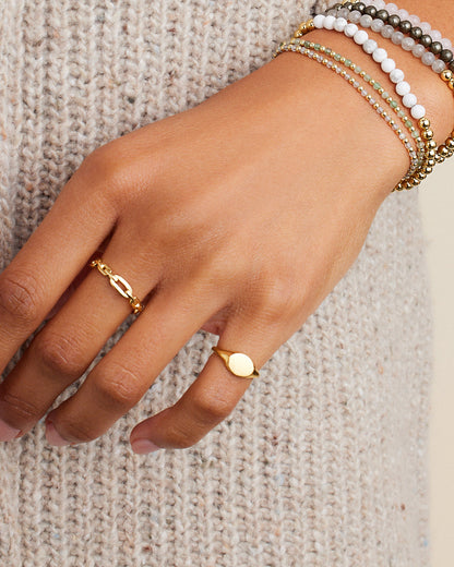 18K Gold Plated engravable signet ring || option::18K Gold Plated