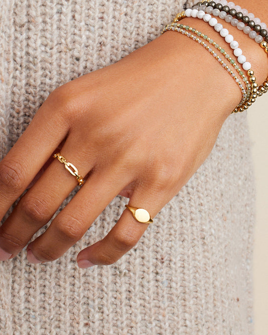 18K Gold Plated engravable signet ring || option::18K Gold Plated