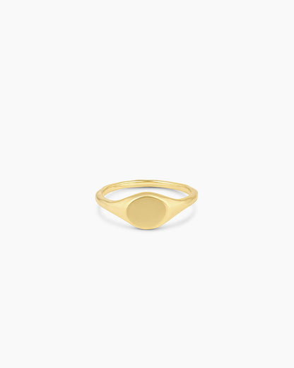 Gold engravable signet ring || option::18K Gold Plated