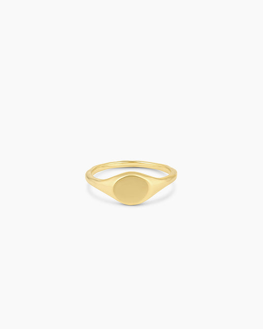 Gold engravable signet ring || option::18K Gold Plated