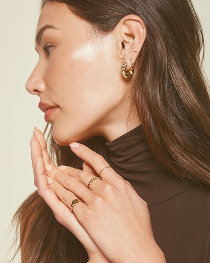 18K Gold Plated engravable signet ring || option::18K Gold Plated